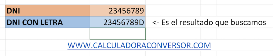 DNI con letra en Excel