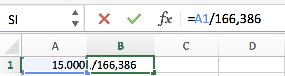 Pesetas a euros en excel