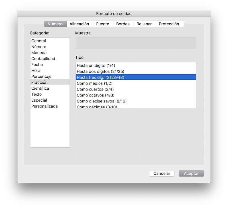 Calcular fracciones en Excel