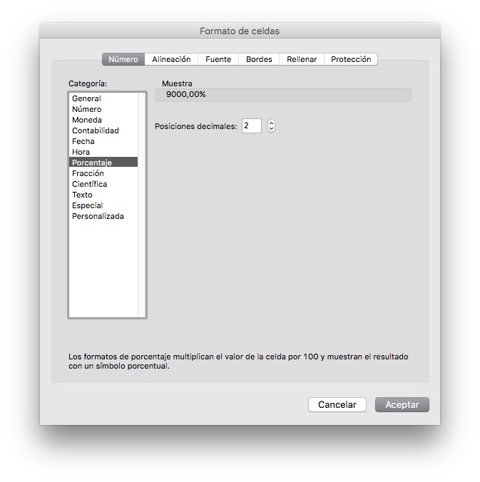 Decimal a porcentaje en excel