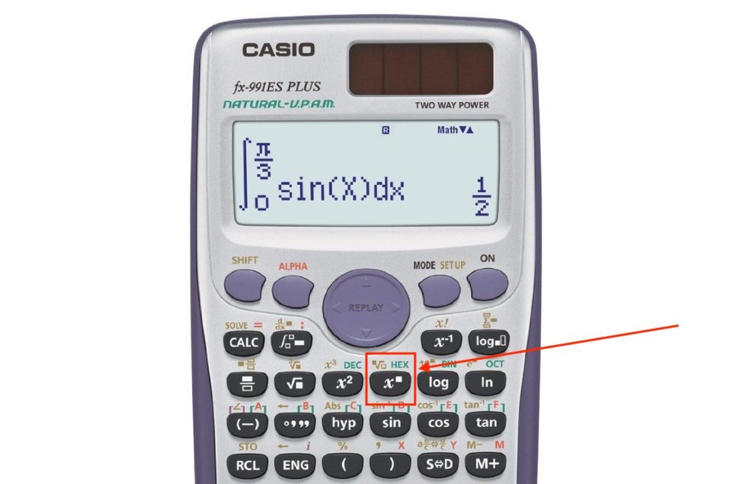 Button to take fifth root in the calculator