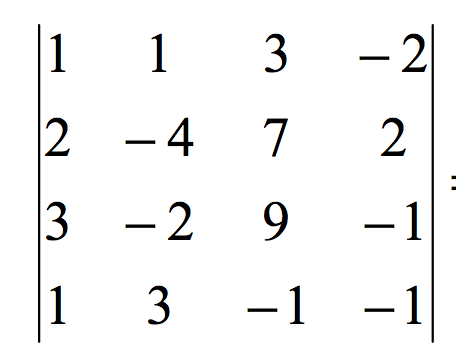 Ejemplo de determinante 4x4