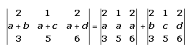 Determinante con dos sumandos