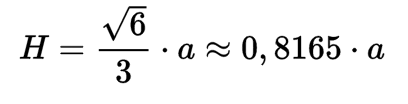 Fórmula de la altura de un tetraedro