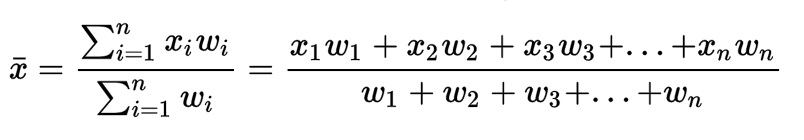 Fórmula de la media ponderada