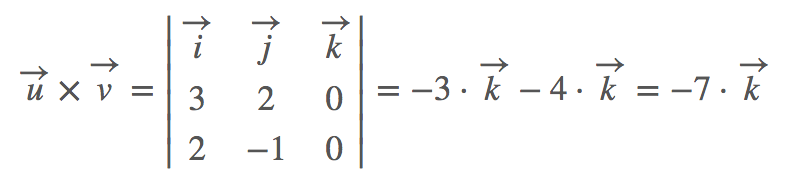 Ejemplo de producto vectorial de dos vectores en R2