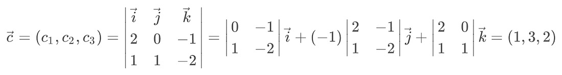 Ejercicio resuelto de producto vectorial de dos vectores