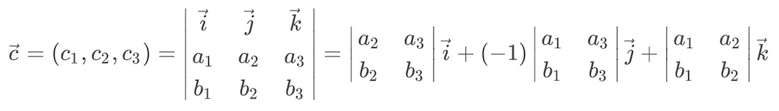 Fórmula del producto vectorial de dos vectores