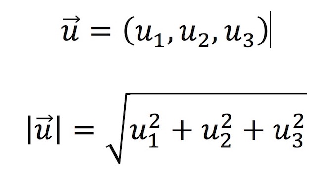 Fórmula para calcular el módulo de un vector tridimensional