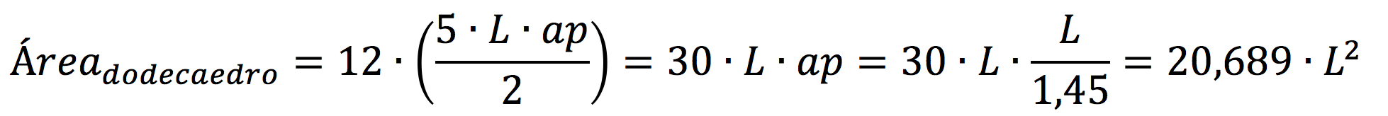 Demostración para sacar la fórmula del área de un dodecaedro
