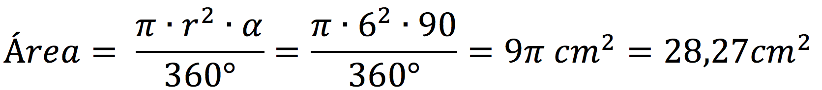 Ejemplo de ejercicio para calcular el área de un sector circular