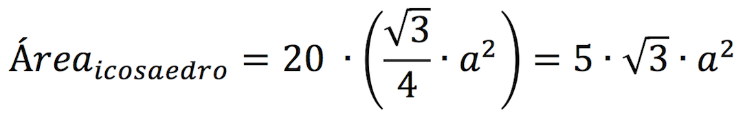 Demostración de la fórmula del área del icosaedro