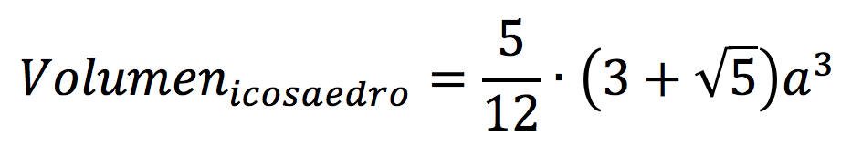 Fórmula para calcular el volumen de un icosaedro