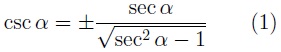 Cosecant as a function of secant