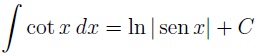 Integral de la cotangente