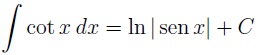 Integral de la cotangente